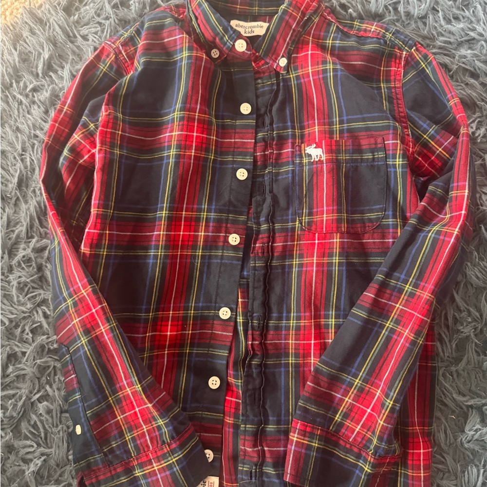 Abercrombie Kids Red and Blue Plaid Button Down Shirt